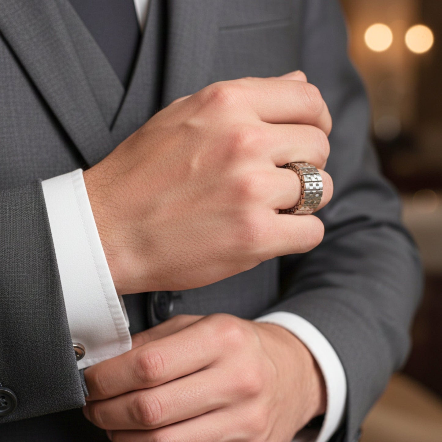 THE MEN THING Rings ZORION - Pure Stainless Steel Men’s Steel-Plated Ring – Adjustable