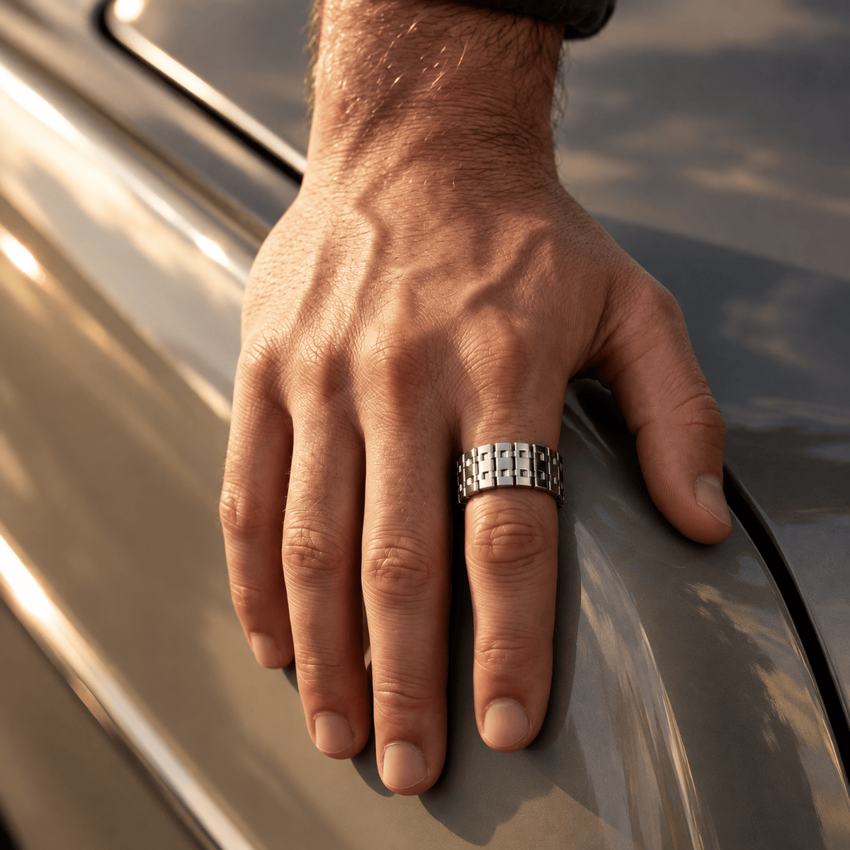 THE MEN THING Rings ZORION - Pure Stainless Steel Men’s Steel-Plated Ring – Adjustable