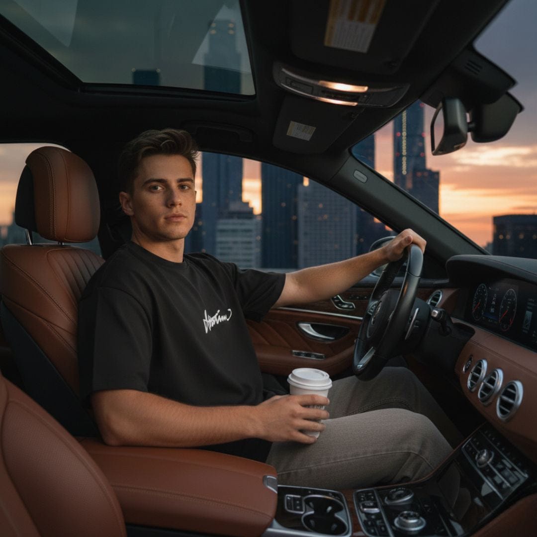 THE MEN THING SIGNATURE WAVE Oversized T-Shirt – Black