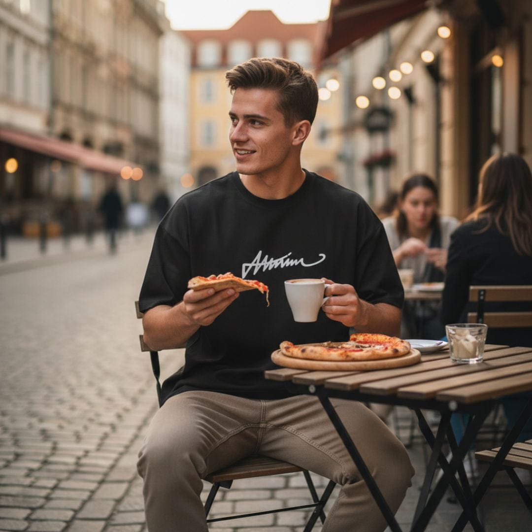 THE MEN THING SIGNATURE WAVE Oversized T-Shirt – Black