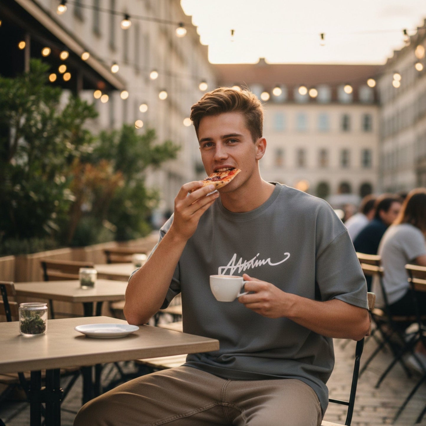 THE MEN THING SIGNATURE WAVE Oversized T-Shirt – Gray