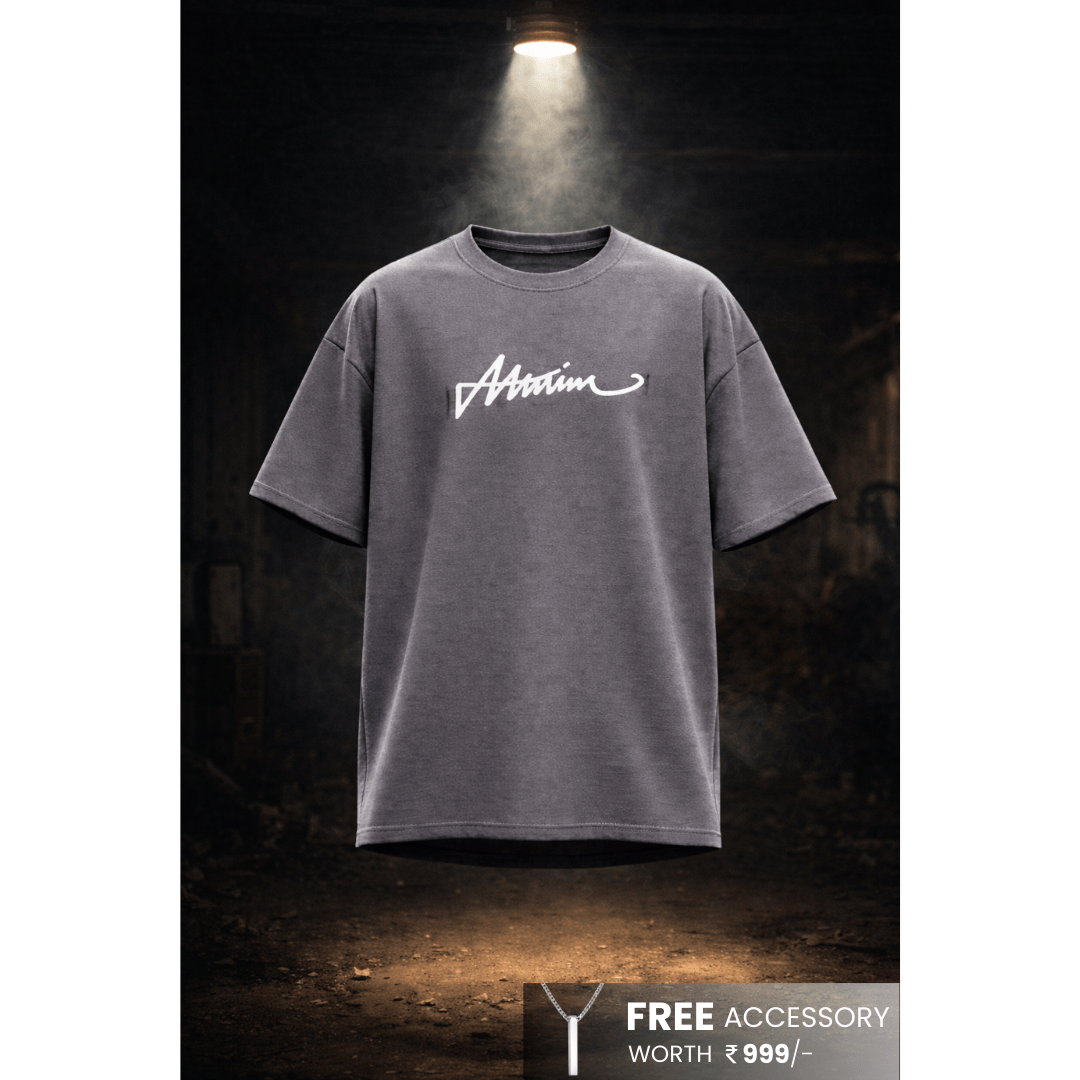 THE MEN THING SIGNATURE WAVE Oversized T-Shirt – Grey