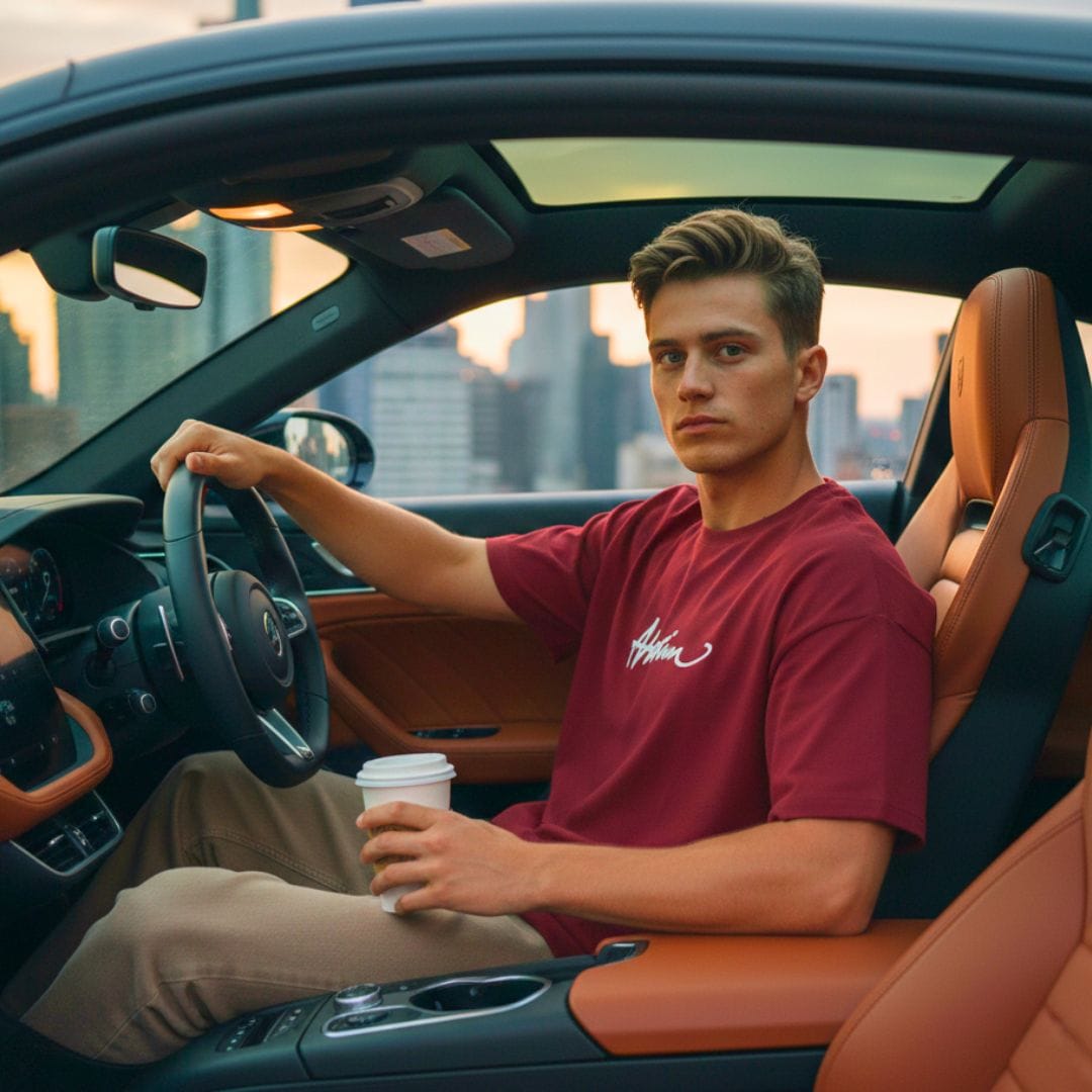 THE MEN THING SIGNATURE WAVE Oversized T-Shirt – Red