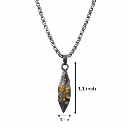 THE MEN THING SS Pendant/ Necklace ABSTRACT SPEAR - GUNMETAL - 9mm Titanium Steel Pendant with 23inch Round Box 4mm Chain for Men & Boys