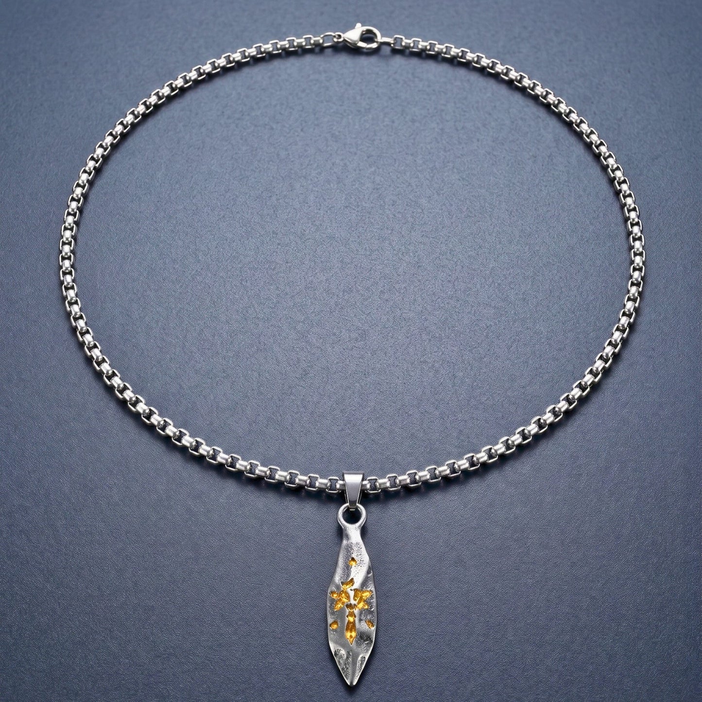 THE MEN THING SS Pendant/ Necklace ABSTRACT SPEAR - GUNMETAL - 9mm Titanium Steel Pendant with 23inch Round Box 4mm Chain for Men & Boys