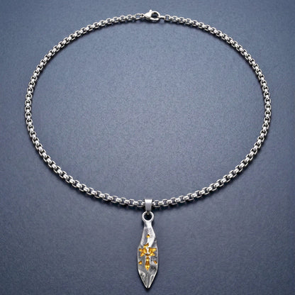 THE MEN THING SS Pendant/ Necklace ABSTRACT SPEAR - GUNMETAL - 9mm Titanium Steel Pendant with 23inch Round Box 4mm Chain for Men & Boys