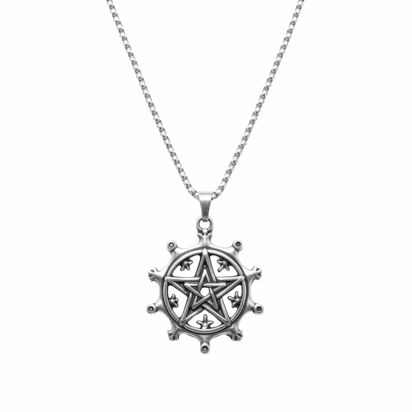 THE MEN THING SS Pendant/ Necklace AEGON STAR - 35mm Titanium Steel Pendant with 24inch Round Box 4mm Chain for Men & Boys