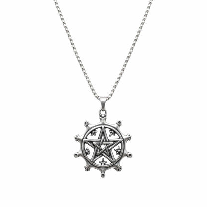 THE MEN THING SS Pendant/ Necklace AEGON STAR - 35mm Titanium Steel Pendant with 24inch Round Box 4mm Chain for Men & Boys