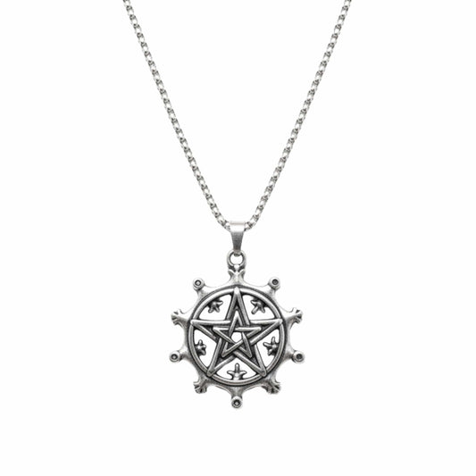 THE MEN THING SS Pendant/ Necklace AEGON STAR - 35mm Titanium Steel Pendant with 24inch Round Box 4mm Chain for Men & Boys