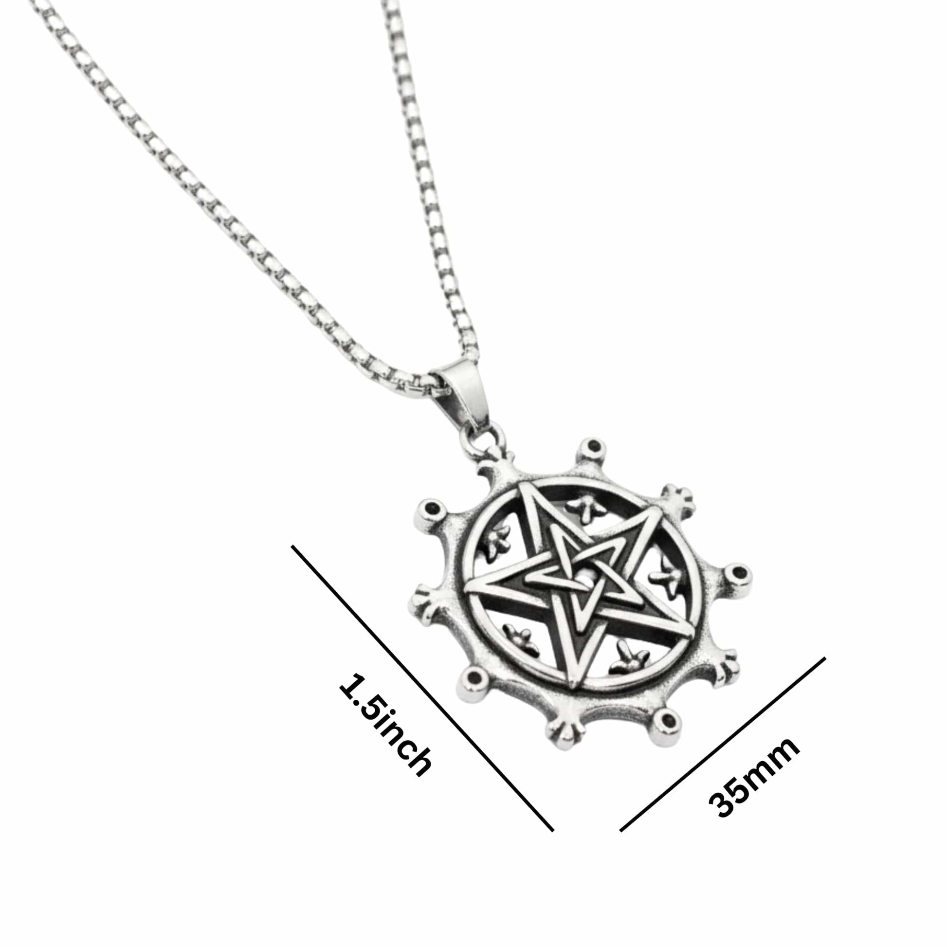 THE MEN THING SS Pendant/ Necklace AEGON STAR - 35mm Titanium Steel Pendant with 24inch Round Box 4mm Chain for Men & Boys