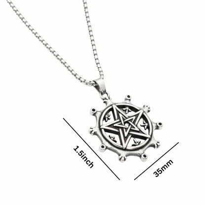 THE MEN THING SS Pendant/ Necklace AEGON STAR - 35mm Titanium Steel Pendant with 24inch Round Box 4mm Chain for Men & Boys
