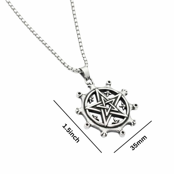 AEGON STAR - 35mm Titanium Steel Pendant with 24inch Round Box 4mm Chain for Men & Boys