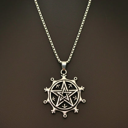 THE MEN THING SS Pendant/ Necklace AEGON STAR - 35mm Titanium Steel Pendant with 24inch Round Box 4mm Chain for Men & Boys