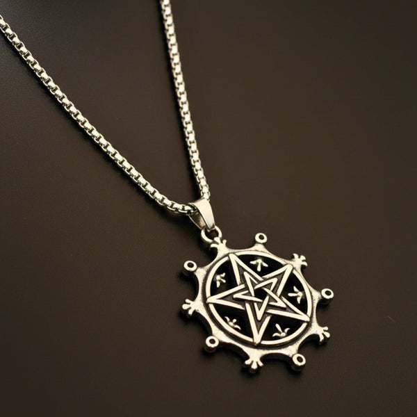 AEGON STAR - 35mm Titanium Steel Pendant with 24inch Round Box 4mm Chain for Men & Boys