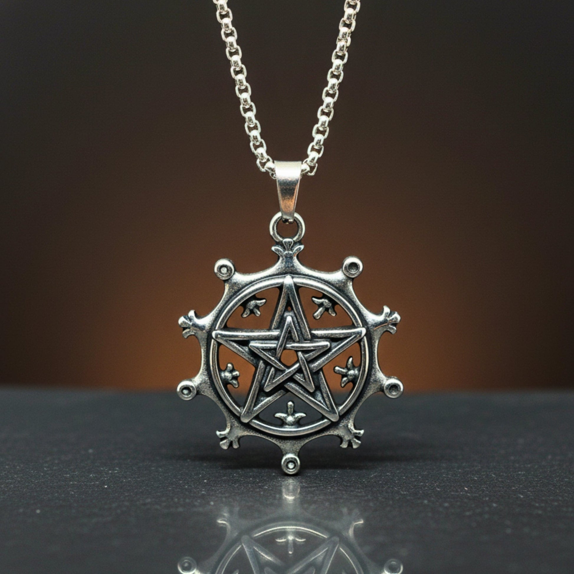THE MEN THING SS Pendant/ Necklace AEGON STAR - 35mm Titanium Steel Pendant with 24inch Round Box 4mm Chain for Men & Boys