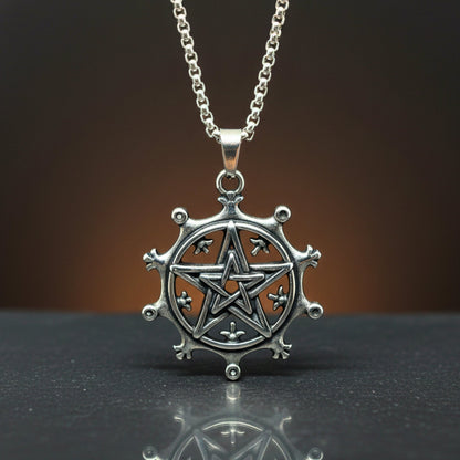 THE MEN THING SS Pendant/ Necklace AEGON STAR - 35mm Titanium Steel Pendant with 24inch Round Box 4mm Chain for Men & Boys