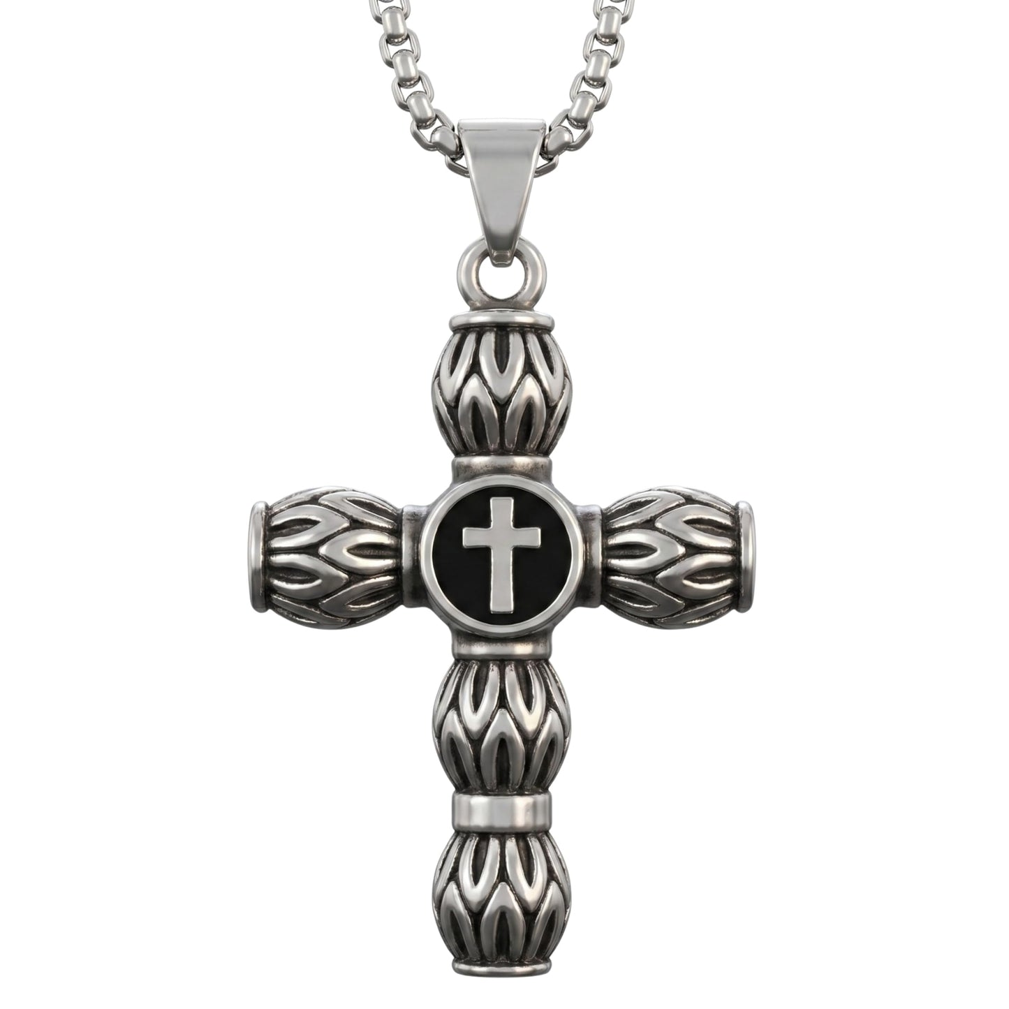 THE MEN THING SS Pendant/ Necklace ALLMIGHTY CROSS -  Alloy Pendant with Stainless Steel 24inch Round Box Chain, American trending Style for Men & Boy