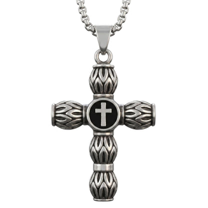 THE MEN THING SS Pendant/ Necklace ALLMIGHTY CROSS -  Alloy Pendant with Stainless Steel 24inch Round Box Chain, American trending Style for Men & Boy