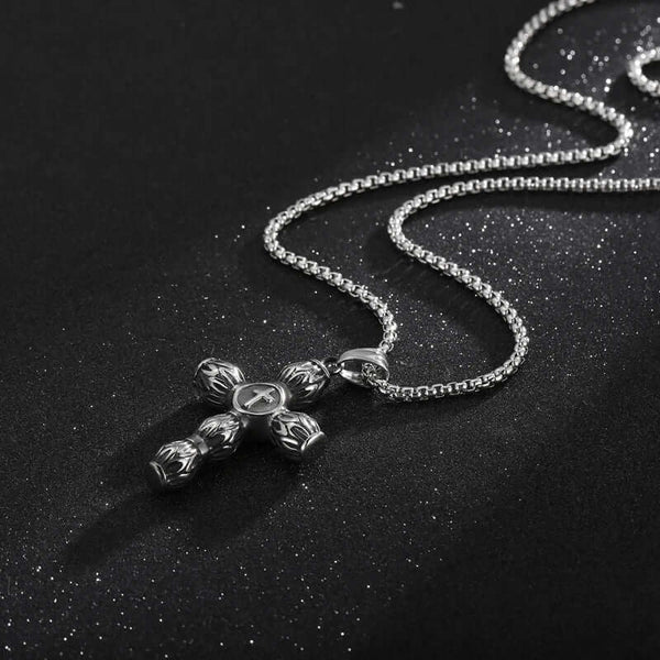 ఆల్మైటీ క్రాస్ (T) - స్టెయిన్‌లెస్ స్టీల్‌తో కూడిన స్వచ్ఛమైన టైటానియం స్టీల్ లాకెట్టు 24 అంగుళాల రౌండ్ బాక్స్ చైన్, పురుషులు & అబ్బాయిల కోసం యూరోపియన్ ట్రెండింగ్ స్టైల్