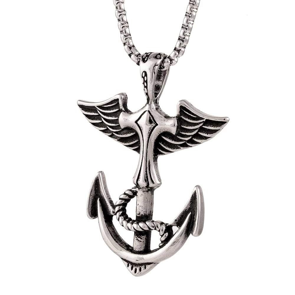 THE MEN THING SS Pendant/ Necklace ANCHOR OF LIFE -  Pure Titanium Steel Pendant with 24inch Round Box Chain for Men & Boys