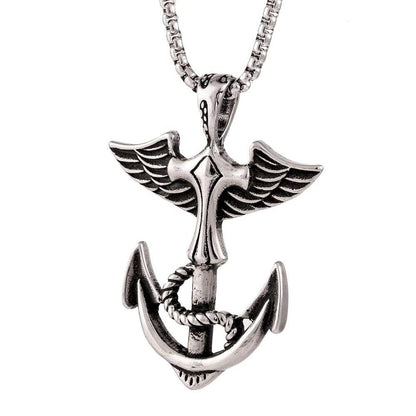 THE MEN THING SS Pendant/ Necklace ANCHOR OF LIFE -  Pure Titanium Steel Pendant with 24inch Round Box Chain for Men & Boys