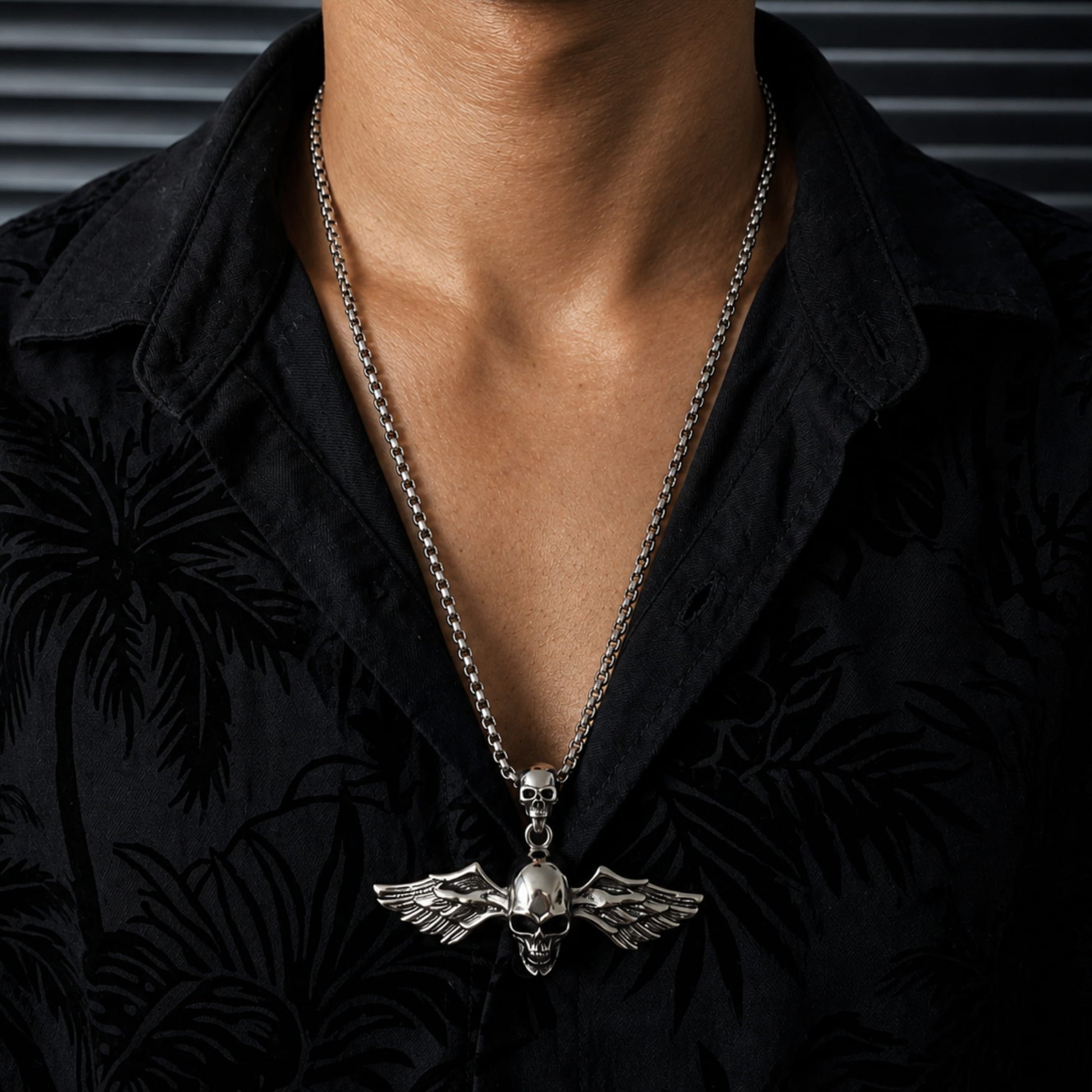 THE MEN THING SS Pendant/ Necklace ANGLE SKULL- Alloy Pendant with Pure Stainless  steel 24inch Chain for Men, American trending Style - Round Box Chain & Pendant for Men & Boy