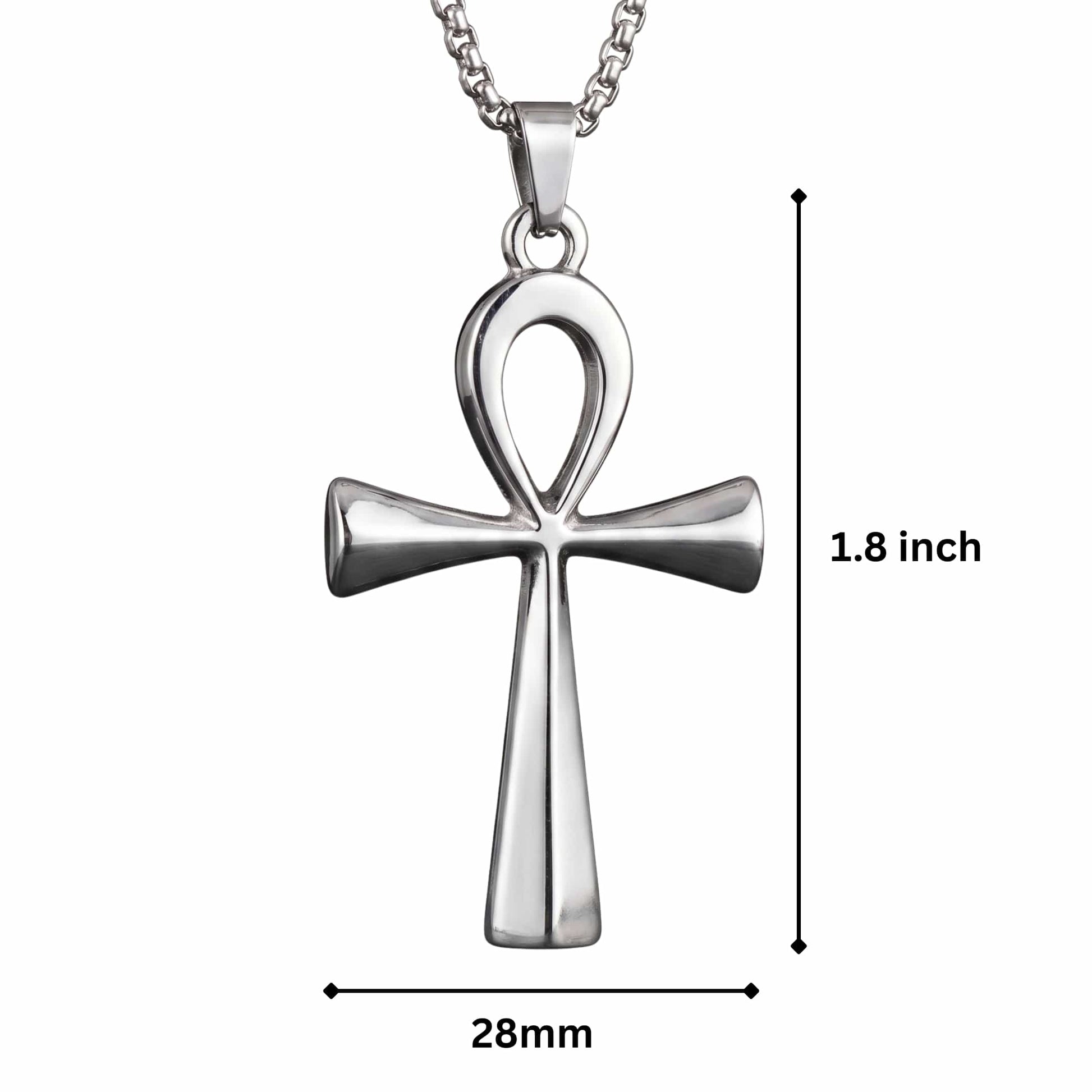 THE MEN THING SS Pendant/ Necklace ANKH - 28mm Titanium Steel Pendant with 27inch Round Box 4mm Chain for Men & Boys