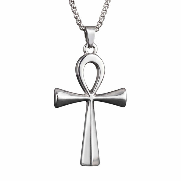 ANKH - 28mm Titanium Steel Pendant with 27inch Round Box 4mm Chain for Men & Boys