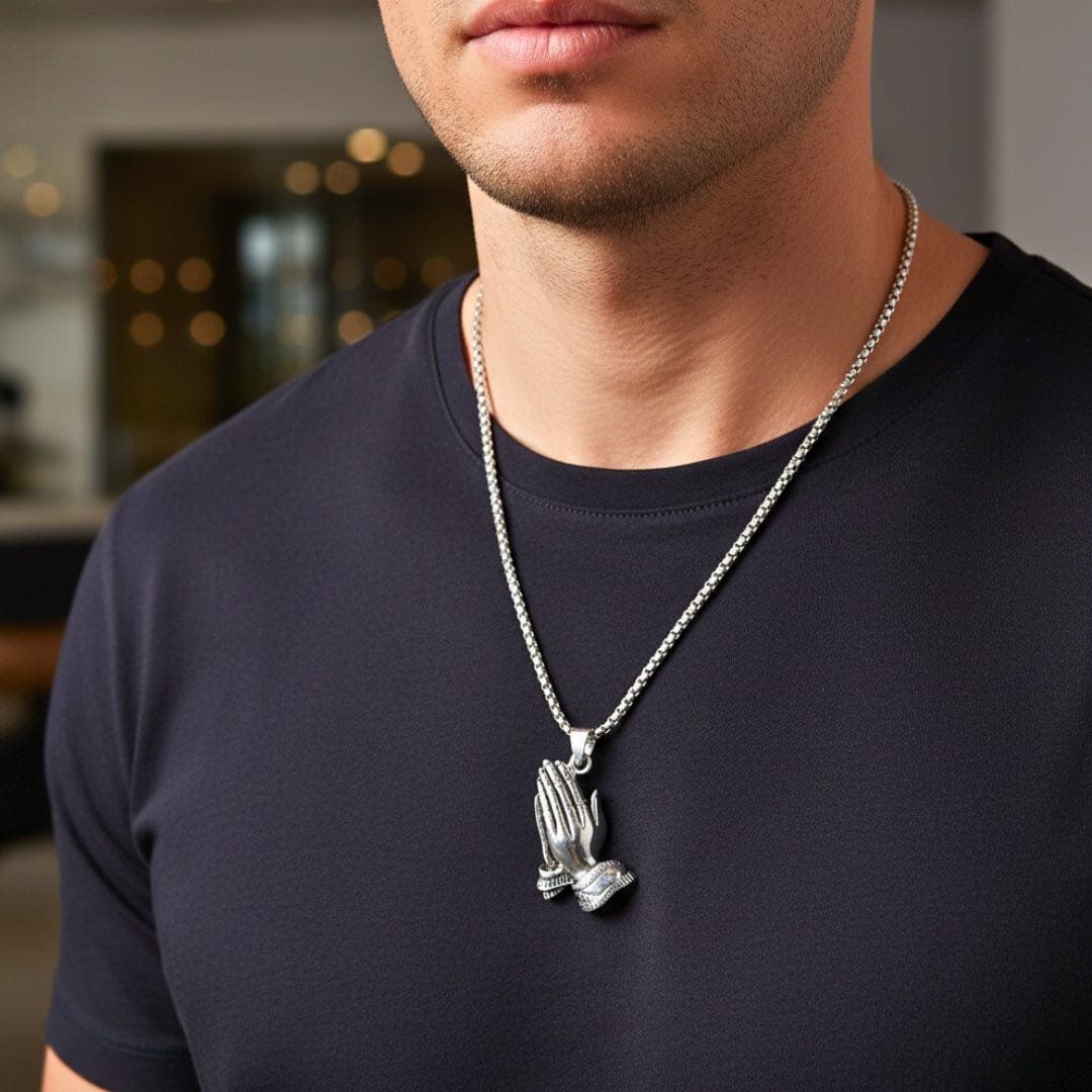 THE MEN THING SS Pendant/ Necklace APPLAUD -  Alloy Pendant with Stainless Steel 24inch Round Box Chain, Milan trending Style for Men & Boy