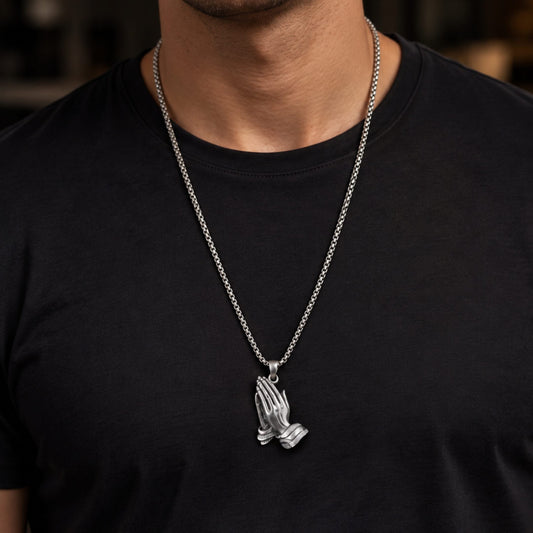 THE MEN THING SS Pendant/ Necklace APPLAUD -  Alloy Pendant with Stainless Steel 24inch Round Box Chain, Milan trending Style for Men & Boy