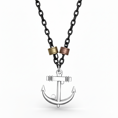 THE MEN THING SS Pendant/ Necklace AQUA ANCHOR - Pure Titanium Steel Pendant with 27inch Chain for Men & Boys