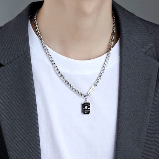 THE MEN THING SS Pendant/ Necklace ARC LUCK - 16mm Titanium Steel Pendant with 20 to 22inch Adjustable Chain for Men & Boys