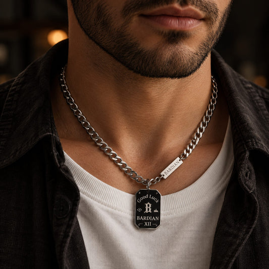 THE MEN THING SS Pendant/ Necklace ARC LUCK - 16mm Titanium Steel Pendant with 20 to 22inch Adjustable Chain for Men & Boys