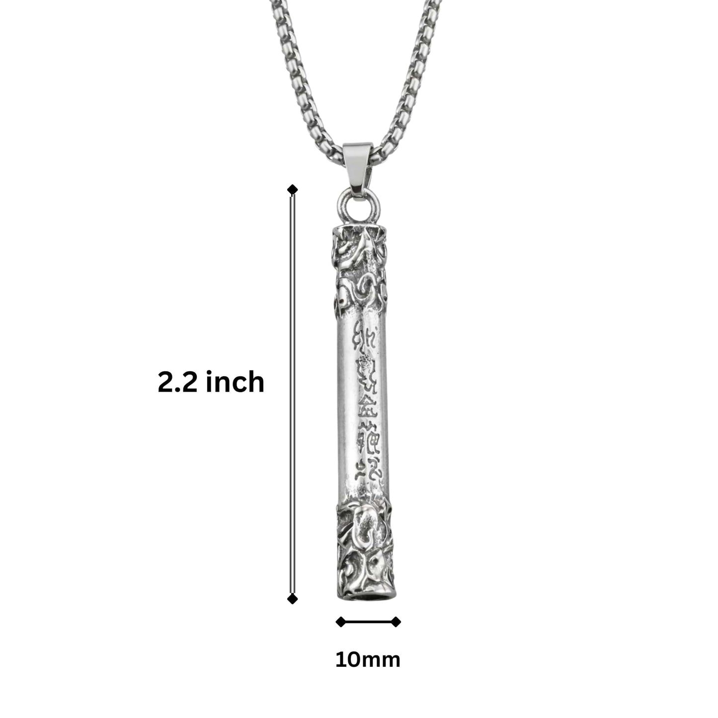THE MEN THING SS Pendant/ Necklace ARCANE SCRIPT BAR - 10mm Pure Titanium Steel Pendant with 27inch Round Box 4mm Chain for Men & Boys