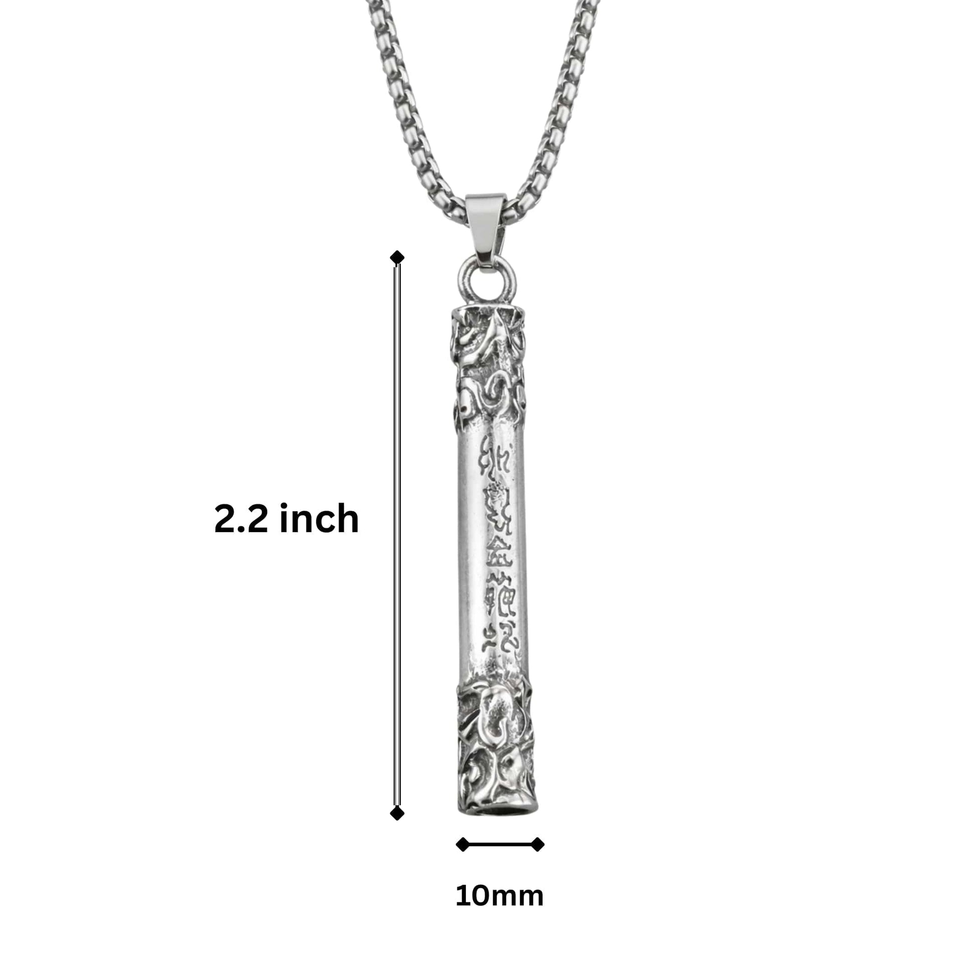 THE MEN THING SS Pendant/ Necklace ARCANE SCRIPT BAR - 10mm Pure Titanium Steel Pendant with 27inch Round Box 4mm Chain for Men & Boys