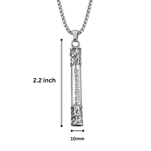 ARCANE SCRIPT BAR - 10mm Pure Titanium Steel Pendant with 27inch Round Box 4mm Chain for Men & Boys