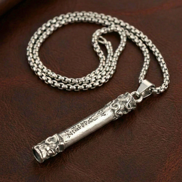 ARCANE SCRIPT BAR - 10mm Pure Titanium Steel Pendant with 27inch Round Box 4mm Chain for Men & Boys