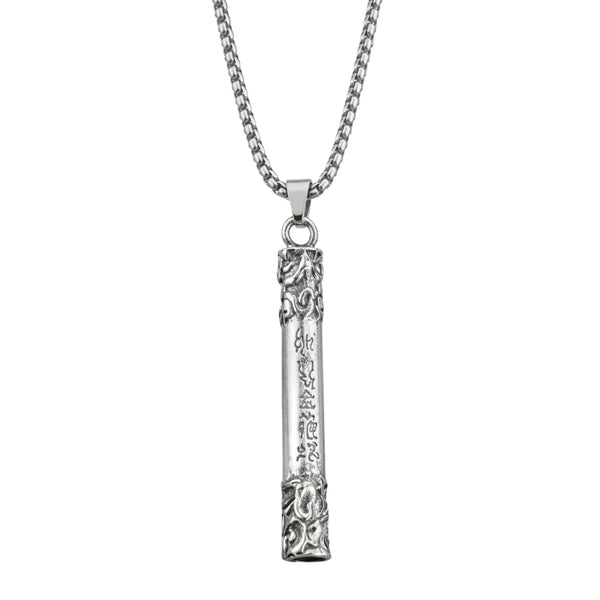 ARCANE SCRIPT BAR - 10mm Pure Titanium Steel Pendant with 27inch Round Box 4mm Chain for Men & Boys