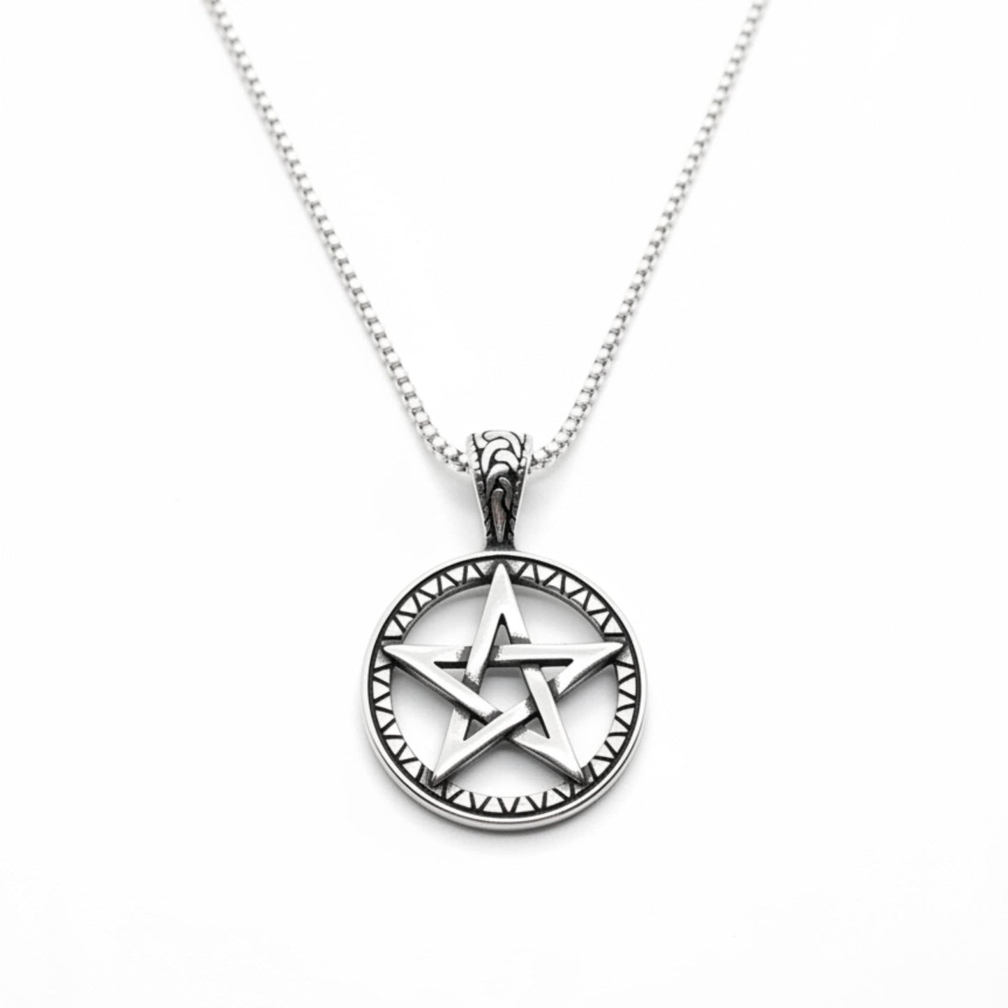 THE MEN THING SS Pendant/ Necklace ARCANE STAR - 34mm Titanium Steel Pendant with 24inch Round Box 4mm Chain for Men & Boys