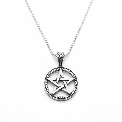THE MEN THING SS Pendant/ Necklace ARCANE STAR - 34mm Titanium Steel Pendant with 24inch Round Box 4mm Chain for Men & Boys