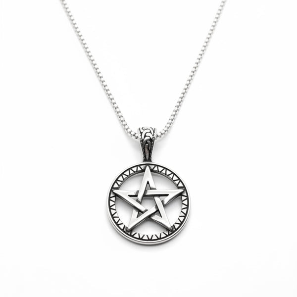ARCANE STAR - 34mm Titanium Steel Pendant with 24inch Round Box 4mm Chain for Men & Boys