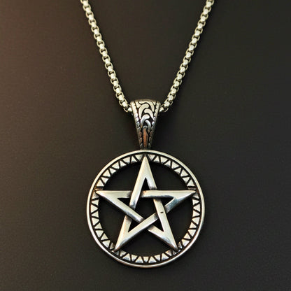 THE MEN THING SS Pendant/ Necklace ARCANE STAR - 34mm Titanium Steel Pendant with 24inch Round Box 4mm Chain for Men & Boys