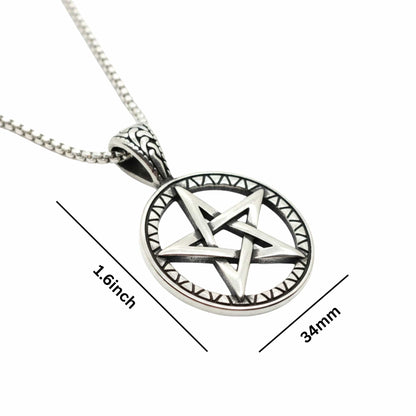 THE MEN THING SS Pendant/ Necklace ARCANE STAR - 34mm Titanium Steel Pendant with 24inch Round Box 4mm Chain for Men & Boys