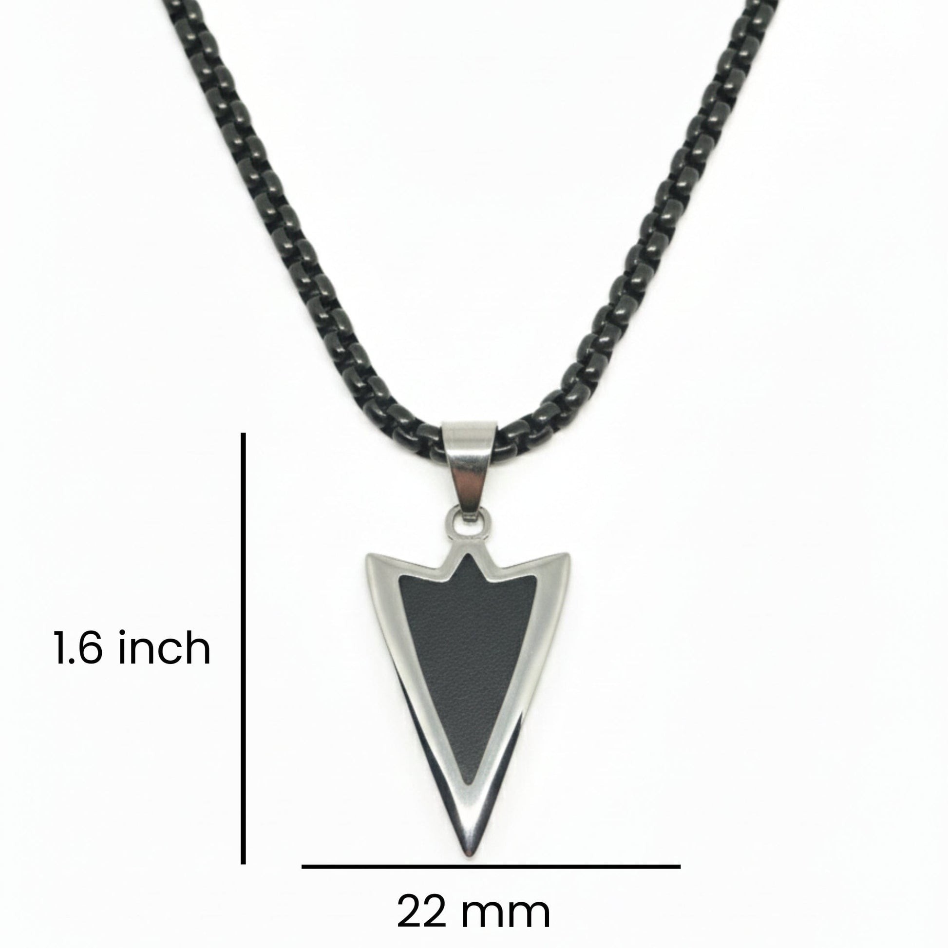 THE MEN THING SS Pendant/ Necklace ARROWHEAD - 28mm Pure Titanium Steel  Pendant with 24inch Round Box 5mm Chain for Men & Boys