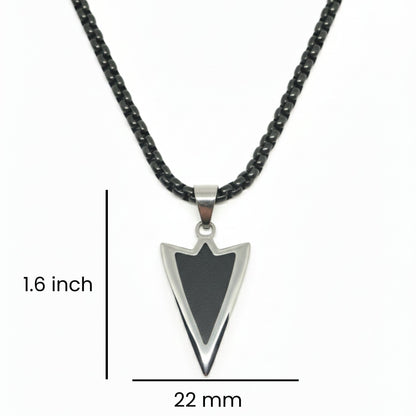 THE MEN THING SS Pendant/ Necklace ARROWHEAD - 28mm Pure Titanium Steel  Pendant with 24inch Round Box 5mm Chain for Men & Boys