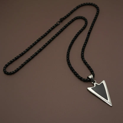 THE MEN THING SS Pendant/ Necklace ARROWHEAD - 28mm Pure Titanium Steel  Pendant with 24inch Round Box 5mm Chain for Men & Boys