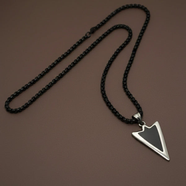 ARROWHEAD - 28mm Pure Titanium Steel  Pendant with 24inch Round Box 5mm Chain for Men & Boys