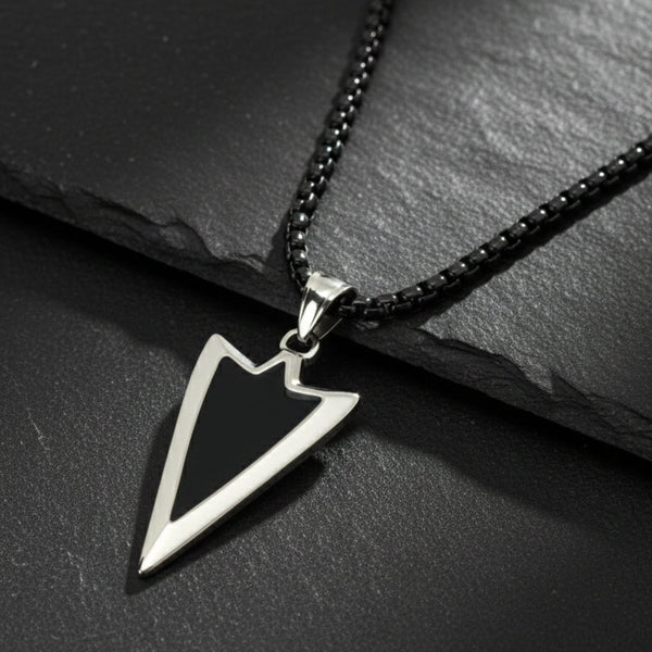 ARROWHEAD - 28mm Pure Titanium Steel  Pendant with 24inch Round Box 5mm Chain for Men & Boys