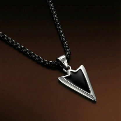 THE MEN THING SS Pendant/ Necklace ARROWHEAD - 28mm Pure Titanium Steel  Pendant with 24inch Round Box 5mm Chain for Men & Boys