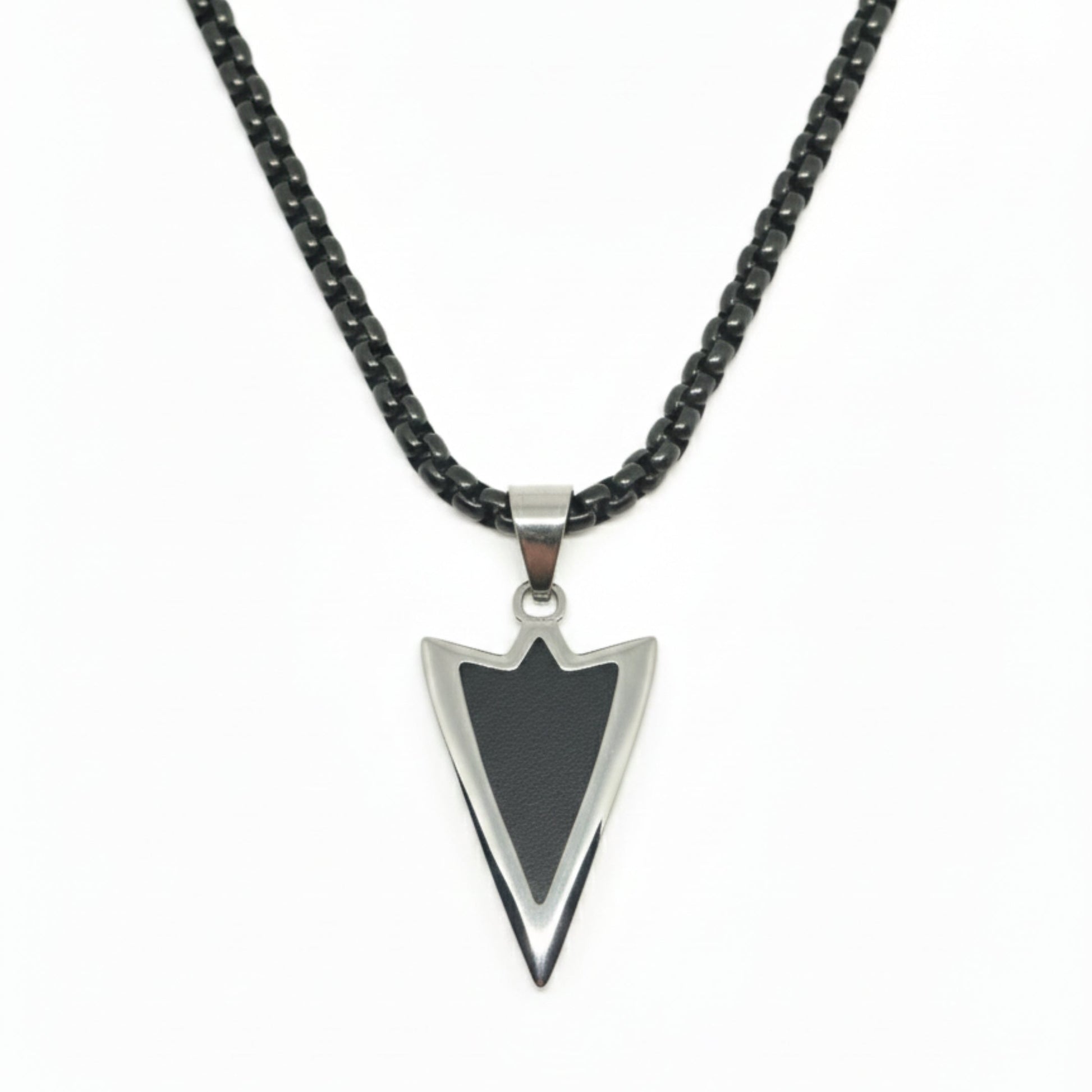 THE MEN THING SS Pendant/ Necklace ARROWHEAD - 28mm Pure Titanium Steel  Pendant with 24inch Round Box 5mm Chain for Men & Boys